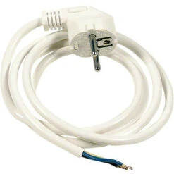 Ligne De Raccordement Avec Prise Terre, HO5VV-F 3 X 1,0 1,5 M, Blanc