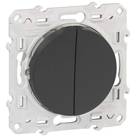 Schneider® Double Va-et-vient 10A à Vis Anthracite Odace 1 Schneider® Double Va-et-vient 10A à Vis Anthracite Odace
