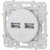 Schneider® Double Chargeur USB 2.1A 5V Blanc Odace