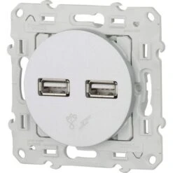Schneider® Double Chargeur USB 2.1A 5V Blanc Odace