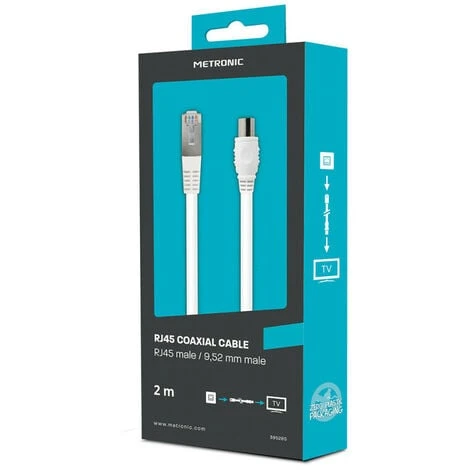 Câble TV Coaxial Et Ethernet Mâle/mâle RJ45 - 2 M - Blanc 3 Câble TV Coaxial Et Ethernet Mâle/mâle RJ45 - 2 M - Blanc – Image 3