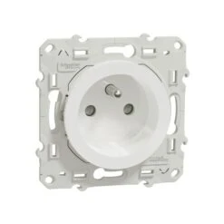 Schneider® Odace Prise De Courant 2P+T Blanc, à Vis, 2 Connexions Rapides Par Pôle