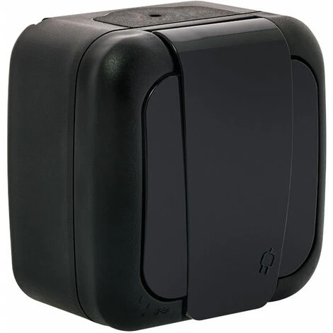 Prise 2P+T étanche Noire - Viko 1 Prise 2P+T étanche Noire - Viko