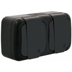 Prise Double étanche 2P+T Noir - Viko