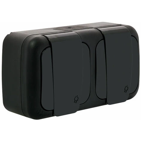 Prise Double étanche 2P+T Noir - Viko 1 Prise Double étanche 2P+T Noir - Viko