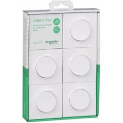 Odace Lot 5 Va Et Vient A Vis Avec Plaque Brochable Blanc, Schneider Electric, Ref. SHN0412526