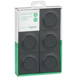 Odace Lot De 5 Va Et Vient Avec Plaque Brochable Anthracite, Schneider Electric, Ref. SHN0412530