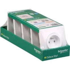 Odace Lot De 5 PC2P+T à Griffes Et Plaque Complet Blanc, Schneider Electric, Ref. SHN0412217