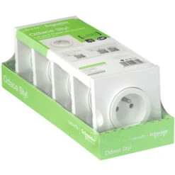 Odace Lot De 5 PC2P+T à Vis Et Plaque Complet Blanc, Schneider Electric, Ref. SHN0412860