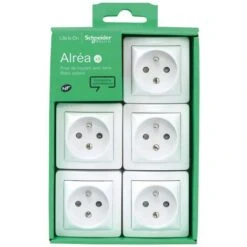 Alréa Blanc Polaire Lot De 5 PC2P+T, Schneider Electric, Ref. SHN0412402