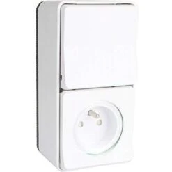 Mureva Styl PC+Va Et Vient Verticale Blanc Saillie Complet IP55 IK08, Schneider Electric Ref. SHN0212466