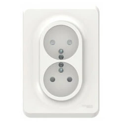 Unica Blanc Double Prise 2P+T à Vis, Schneider Electric Ref. NU406918F