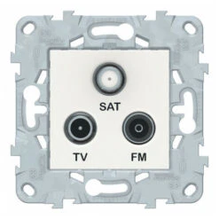 Unica Prise TV/FM/SAT Blanc, 1 Entrée, à Vis, Schneider Electric Ref. NU545018F