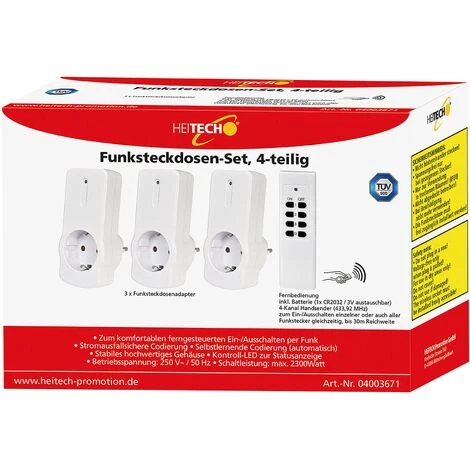 Heitech Funksteckdosenset 3 Adapter Mit Fernbedienung 1 Heitech Funksteckdosenset 3 Adapter Mit Fernbedienung