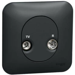 Schneider® Ovalis - Prise TV/FM - 1 Entrée - Fixation Par Vis Avec Plaque -Anthracite (S460451)