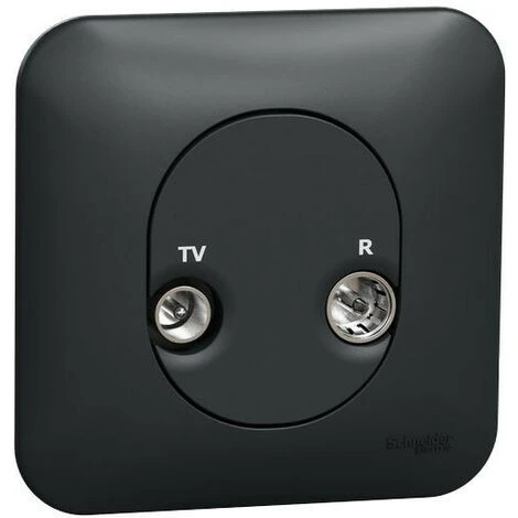 Schneider® Ovalis - Prise TV/FM - 1 Entrée - Fixation Par Vis Avec Plaque -Anthracite (S460451) 1 Schneider® Ovalis - Prise TV/FM - 1 Entrée - Fixation Par Vis Avec Plaque -Anthracite (S460451)
