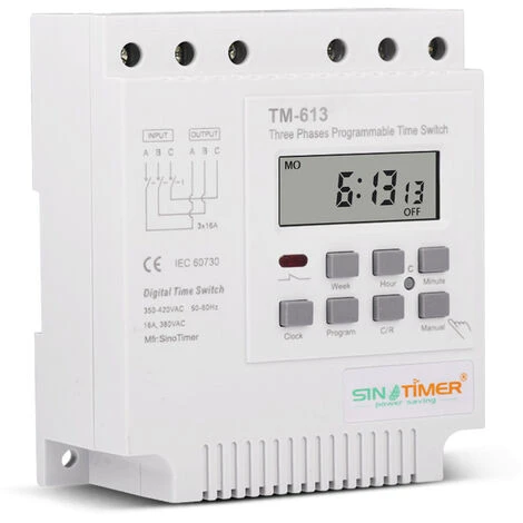 TM-613 Relais Temporisé Programmable 380V / 50-60Hz 16A Relais Hebdomadaire Commutateur De Minuterie De Puissance Interrupteur De Minuterie Triphasé Horloge Numérique Intelligente 4 TM-613 Relais Temporisé Programmable 380V / 50-60Hz 16A Relais Hebdomadaire Commutateur De Minuterie De Puissance Interrupteur De Minuterie Triphasé Horloge Numérique Intelligente – Image 4