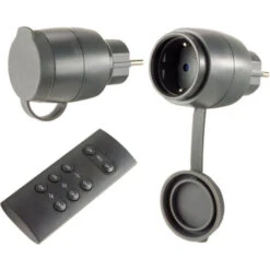 Ensemble Interrupteur Sans Fil 2+1 Mini Extérieur Noir