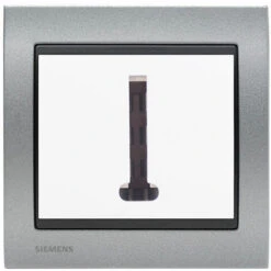 Prise Téléphone Blanc Delta Iris + Plaque Métal Texturé Alu Silver - SIEMENS - SIEMENS