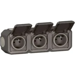 Legrand Triple Prise De Courant Horizontale Avec Volet Plexo Complet Saillie -anthracite (070066)