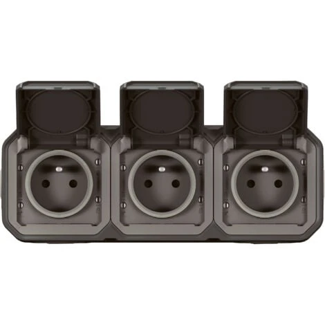 Legrand Triple Prise De Courant Horizontale Avec Volet Plexo Complet Saillie -anthracite (070066) 2 Legrand Triple Prise De Courant Horizontale Avec Volet Plexo Complet Saillie -anthracite (070066) – Image 2
