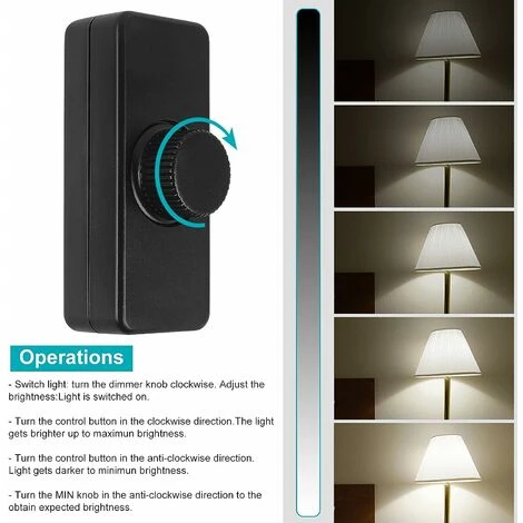 Gradateur De Bord Arrière LED 3-100W (variateur Rotatif), Utilisé Pour LED Dimmable, Lampe à Incandescence, Lampe Halogène, 220-240V, Interrupteur Enfichable CE, Noir 3 Gradateur De Bord Arrière LED 3-100W (variateur Rotatif), Utilisé Pour LED Dimmable, Lampe à Incandescence, Lampe Halogène, 220-240V, Interrupteur Enfichable CE, Noir – Image 3