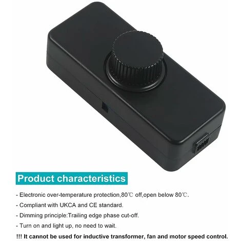 Gradateur De Bord Arrière LED 3-100W (variateur Rotatif), Utilisé Pour LED Dimmable, Lampe à Incandescence, Lampe Halogène, 220-240V, Interrupteur Enfichable CE, Noir 4 Gradateur De Bord Arrière LED 3-100W (variateur Rotatif), Utilisé Pour LED Dimmable, Lampe à Incandescence, Lampe Halogène, 220-240V, Interrupteur Enfichable CE, Noir – Image 4