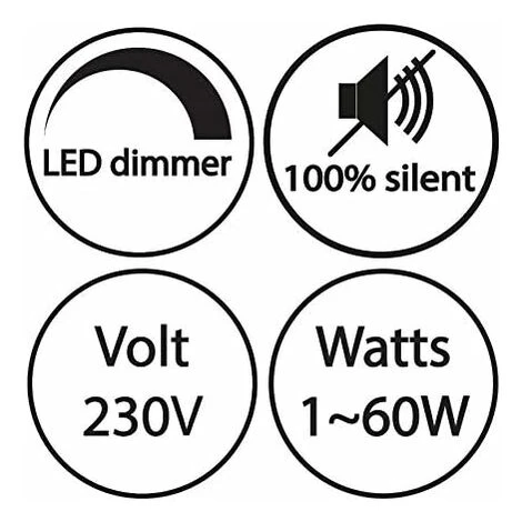 Variateur De Lumière, Interrupteur Rotatif Avec 220-230V Blanc, Bouton Poussoir Pour LED Dimmable 4 Variateur De Lumière, Interrupteur Rotatif Avec 220-230V Blanc, Bouton Poussoir Pour LED Dimmable – Image 4