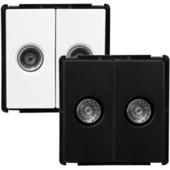 Module Double Prise TV Modern Noir