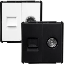 Module Prise TV + RJ45 Internet Modern Noir