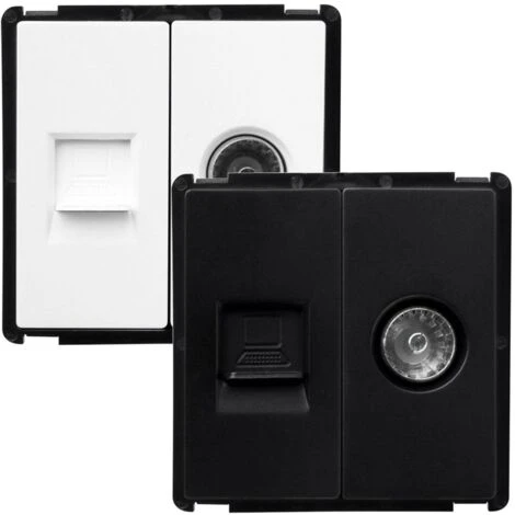 Module Prise TV + RJ45 Internet Modern Noir 1 Module Prise TV + RJ45 Internet Modern Noir