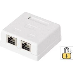 Prise Réseau Montage Apparent (en Saillie) CAT 6 2 Ports Renkforce KSV-ND20 Blanc
