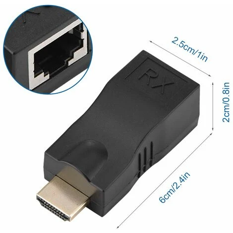 Câble D'extension Réseau RJ45 Vers HDMI 1.4, 30 M Sur LAN Ethernet 5e / 6 Cat. Prise En Charge Du Convertisseur RJ45 HDMI Cat 3D 4K Pour PS3 HDTV HDPC STB (1 Paire)LO-Ron 2 Câble D'extension Réseau RJ45 Vers HDMI 1.4, 30 M Sur LAN Ethernet 5e / 6 Cat. Prise En Charge Du Convertisseur RJ45 HDMI Cat 3D 4K Pour PS3 HDTV HDPC STB (1 Paire)LO-Ron – Image 2