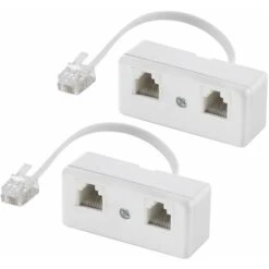 Lot De 5 Répartiteurs Téléphoniques à Deux Voies, Câble RJ11 6P4C, Adaptateur Mural De Téléphone Et Séparateur, Convertisseur Mâle Vers 2 Femelles Pour Ligne Fixe (Blanc)LO-Ron