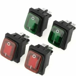 Interrupteur 4 Broches ON-OFF - Bascule Pièces/jeu Noir étanche 2 Positions Lampe Rouge Vert