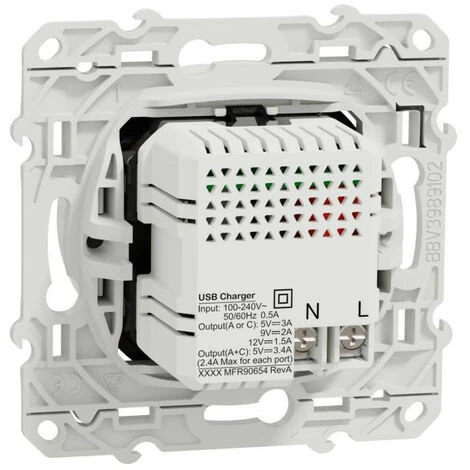 Schneider® Odace - Prise USB Double - Charge Rapide - Type A+C - Blanc - 18W - 3,4A (S520219) 3 Schneider® Odace - Prise USB Double - Charge Rapide - Type A+C - Blanc - 18W - 3,4A (S520219) – Image 3