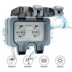 Randaco Prise Étanche Extérieure IP66 Avec Interrupteur, Prise Extérieure Murale Double Pour Cuisine,Piscine Et Gardin