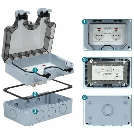Randaco Prise Étanche Extérieure IP66 Avec Interrupteur, Prise Extérieure Murale Double Pour Cuisine,Piscine Et Gardin 4 Randaco Prise Étanche Extérieure IP66 Avec Interrupteur, Prise Extérieure Murale Double Pour Cuisine,Piscine Et Gardin – Image 4