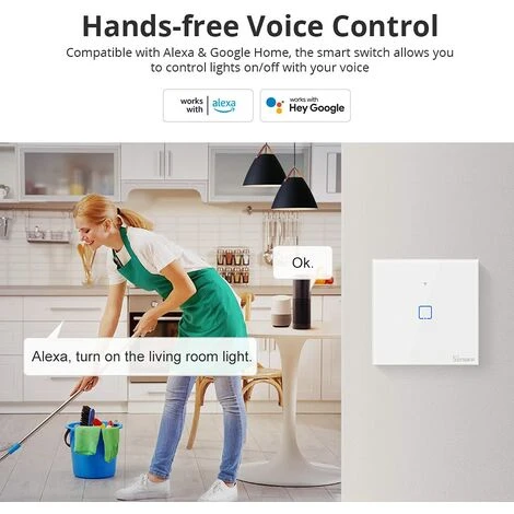 Interrupteur Mural Intelligent,Sonoff Interrupteur Connecté WiFi Sans Fil,Compatible Avec Alexa,Google Home Et IFTTT,Interrupteur Tactile Avec Contrôle à Distance Et Fonction De Temps(1 Gang) BF 2 Interrupteur Mural Intelligent,Sonoff Interrupteur Connecté WiFi Sans Fil,Compatible Avec Alexa,Google Home Et IFTTT,Interrupteur Tactile Avec Contrôle à Distance Et Fonction De Temps(1 Gang) BF – Image 2