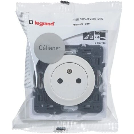 Legrand Prise De Courant Avec Terre Céliane Surface - Blanc 1 Legrand Prise De Courant Avec Terre Céliane Surface - Blanc