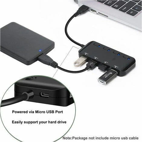 Hub Usb 3.0 Multiprise, Multi 4 Ports Usb Multiple Ultra Fin Avec Voyants De Commutateurs D Alimentation Individuels 2 Hub Usb 3.0 Multiprise, Multi 4 Ports Usb Multiple Ultra Fin Avec Voyants De Commutateurs D Alimentation Individuels – Image 2