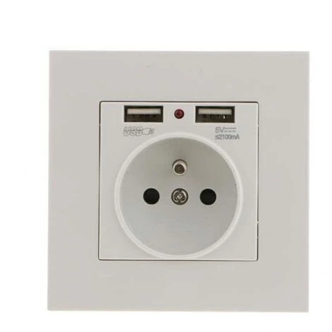 MSBD Lot De 2 Prises Murales, Prise Electrique Murale Avec Double USB 5V/2100mA, Prise Encastrable Avec 2 Ports De USB Pratique Et Manialble 1 MSBD Lot De 2 Prises Murales, Prise Electrique Murale Avec Double USB 5V/2100mA, Prise Encastrable Avec 2 Ports De USB Pratique Et Manialble