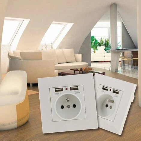 MSBD Lot De 2 Prises Murales, Prise Electrique Murale Avec Double USB 5V/2100mA, Prise Encastrable Avec 2 Ports De USB Pratique Et Manialble 2 MSBD Lot De 2 Prises Murales, Prise Electrique Murale Avec Double USB 5V/2100mA, Prise Encastrable Avec 2 Ports De USB Pratique Et Manialble – Image 2