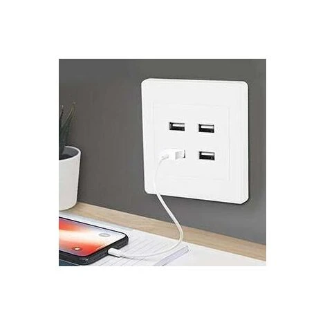 MSBD Prise Murale 110250V, 4 Ports USB DC 5V (blanc) 2 MSBD Prise Murale 110250V, 4 Ports USB DC 5V (blanc) – Image 2