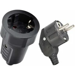 1 Prise One Thing Aqua Black Femelle Avec 1 Prise Mâle 220 V, Prise De Terre, Prise Tertiaire Noire, Idéale Pour Les Sites Commerciaux Extérieurs