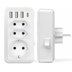 USB Secteur Multiple, 7 En 1 USB Chargeur Multiprise Murale Avec 3 Sortie AC (16A, 3800W), 3 Ports USB 5V/3.4A, 1 Port Type-C, Pour La Maison Le Bureau Les Voyages Compatible Avec Phone
