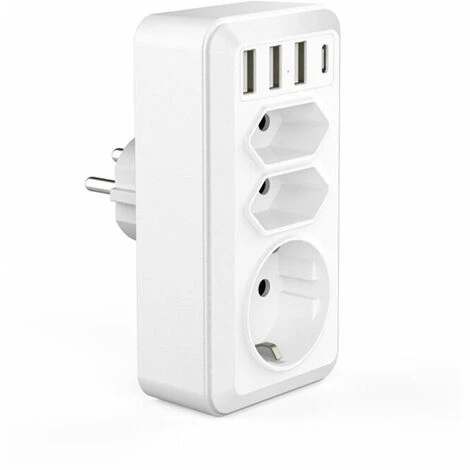 USB Secteur Multiple, 7 En 1 USB Chargeur Multiprise Murale Avec 3 Sortie AC (16A, 3800W), 3 Ports USB 5V/3.4A, 1 Port Type-C, Pour La Maison Le Bureau Les Voyages Compatible Avec Phone 2 USB Secteur Multiple, 7 En 1 USB Chargeur Multiprise Murale Avec 3 Sortie AC (16A, 3800W), 3 Ports USB 5V/3.4A, 1 Port Type-C, Pour La Maison Le Bureau Les Voyages Compatible Avec Phone – Image 2