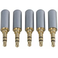 Silver 3.5mm Copper Gold Plaqu¨ 3.5mm Male Stereo Mini Jack Plug Soldering Connector Pack Of 5