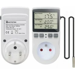 Prise Thermostat Regulateur De Température Numérique Chauffage Refroidissement Avec Sonde, LCD Prise Contrôleur De Température Minuteur Pour Aquarium Incubateur Serre -Legrand || Schneider® Soldes Boutique 75575179 5