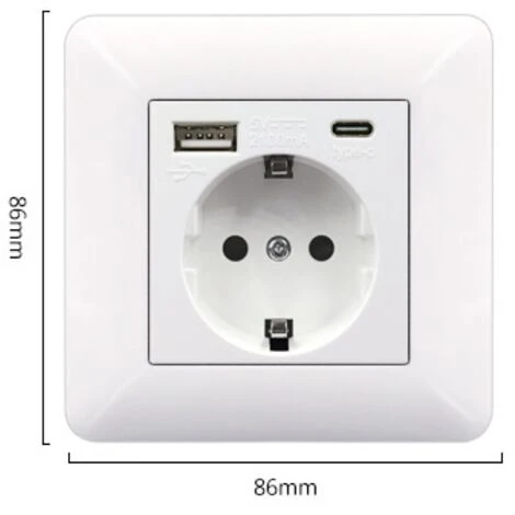 Panneau De Prises Françaises Type-c+USB16A Type 86, Nombre De Prises : 2 Trous, Nombre De Ports USB : 1, Nombre De Ports Type-c : 1, Sûr Et Ferme(style Verre, Noir) 2 Panneau De Prises Françaises Type-c+USB16A Type 86, Nombre De Prises : 2 Trous, Nombre De Ports USB : 1, Nombre De Ports Type-c : 1, Sûr Et Ferme(style Verre, Noir) – Image 2